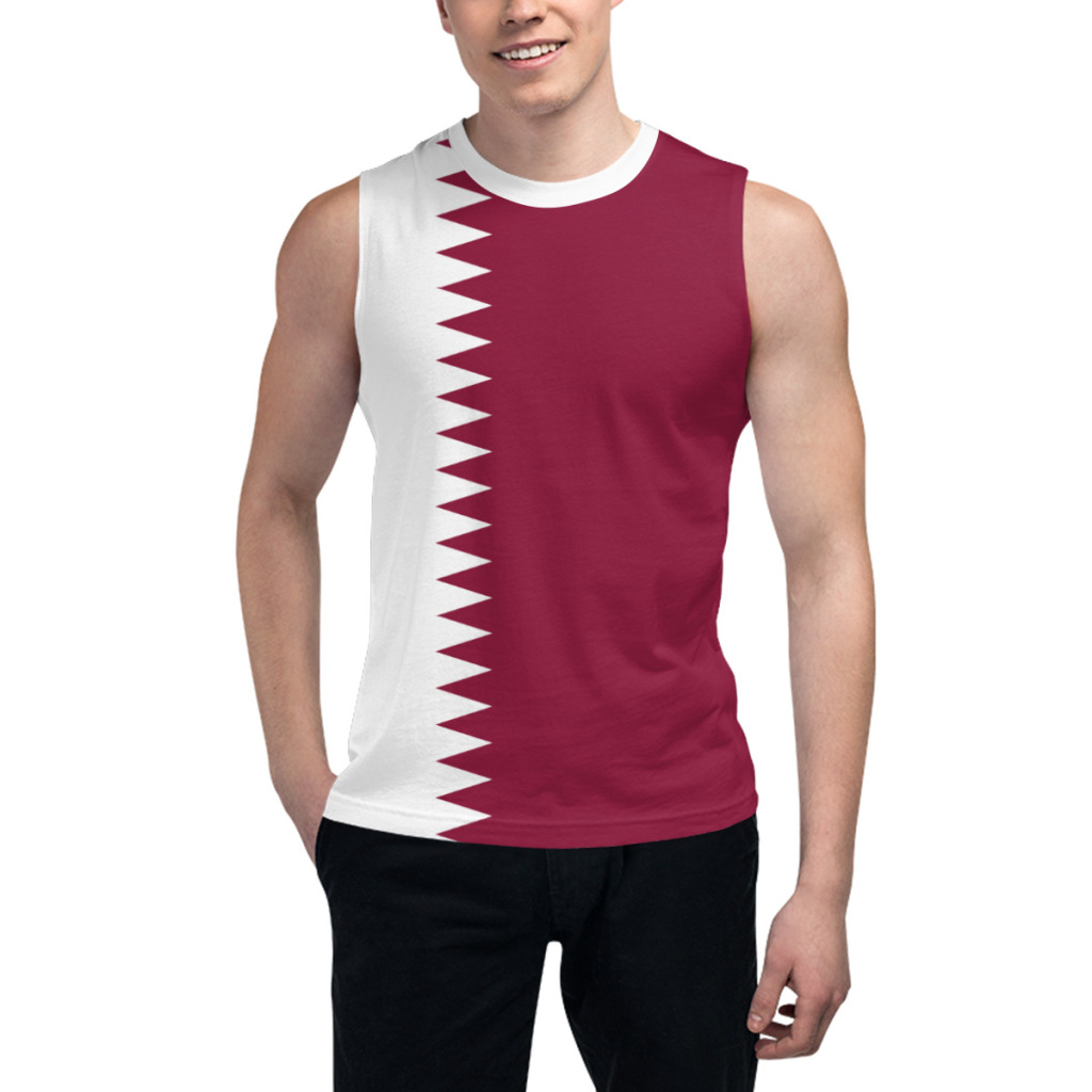 3D Printing Qatar - เสื้อยืดแขนกุดธงชาติกาตาร์ 3D เสื้อยืดชายเสื้อกล้ามยิมฟิตเนสจ็อกเกอร์เสื้อกั๊กฝึกซ้อมบาสเกตบอล