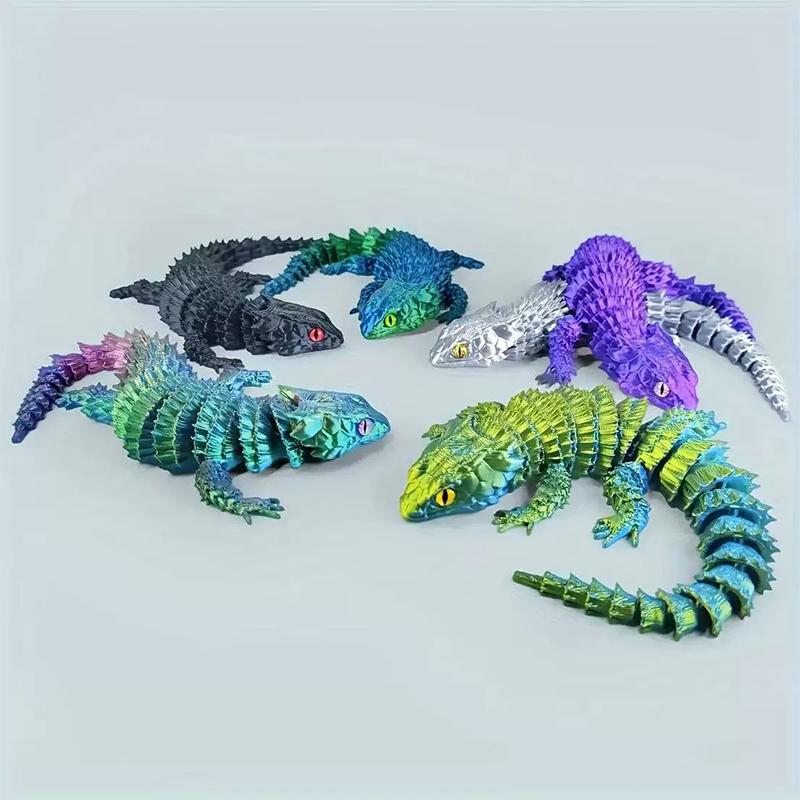 3D Printing Lizard - ของตกแต่งรูปปั้นจิ้งจกพิมพ์ 3 มิติแบบต่อกัน, การ์ตูนขยับได้, ของตกแต่งโต๊ะทำงาน, ของตกแต่งสวนหิน,