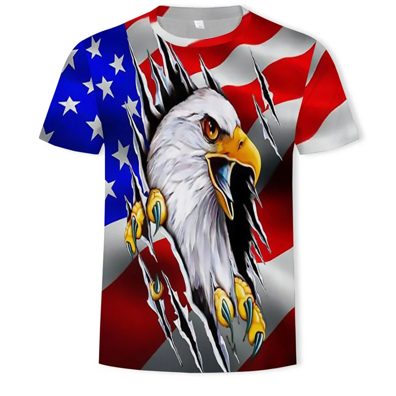3D Printing Usa - New USA Flag เสื้อยืดผู้ชายผู้หญิงลายและดาวรูปแบบ 3D พิมพ์เสื้อ
