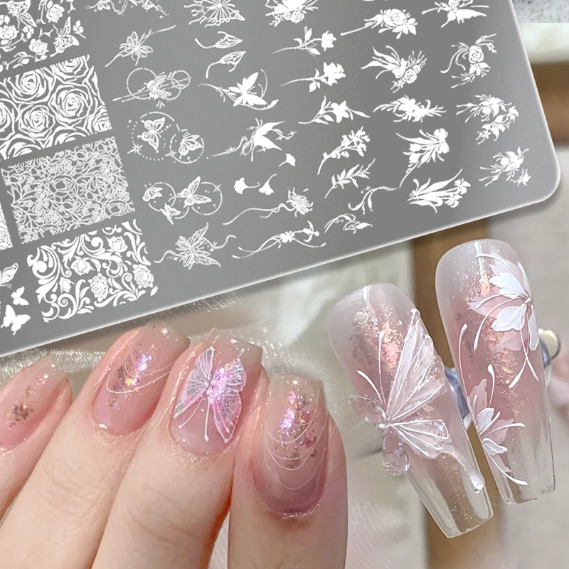 3D Printing Templates Free - แผ่นปั๊มลายเล็บ BORN PRETTY ลายใบไม้ ดอกไม้ หลากหลายแบบ