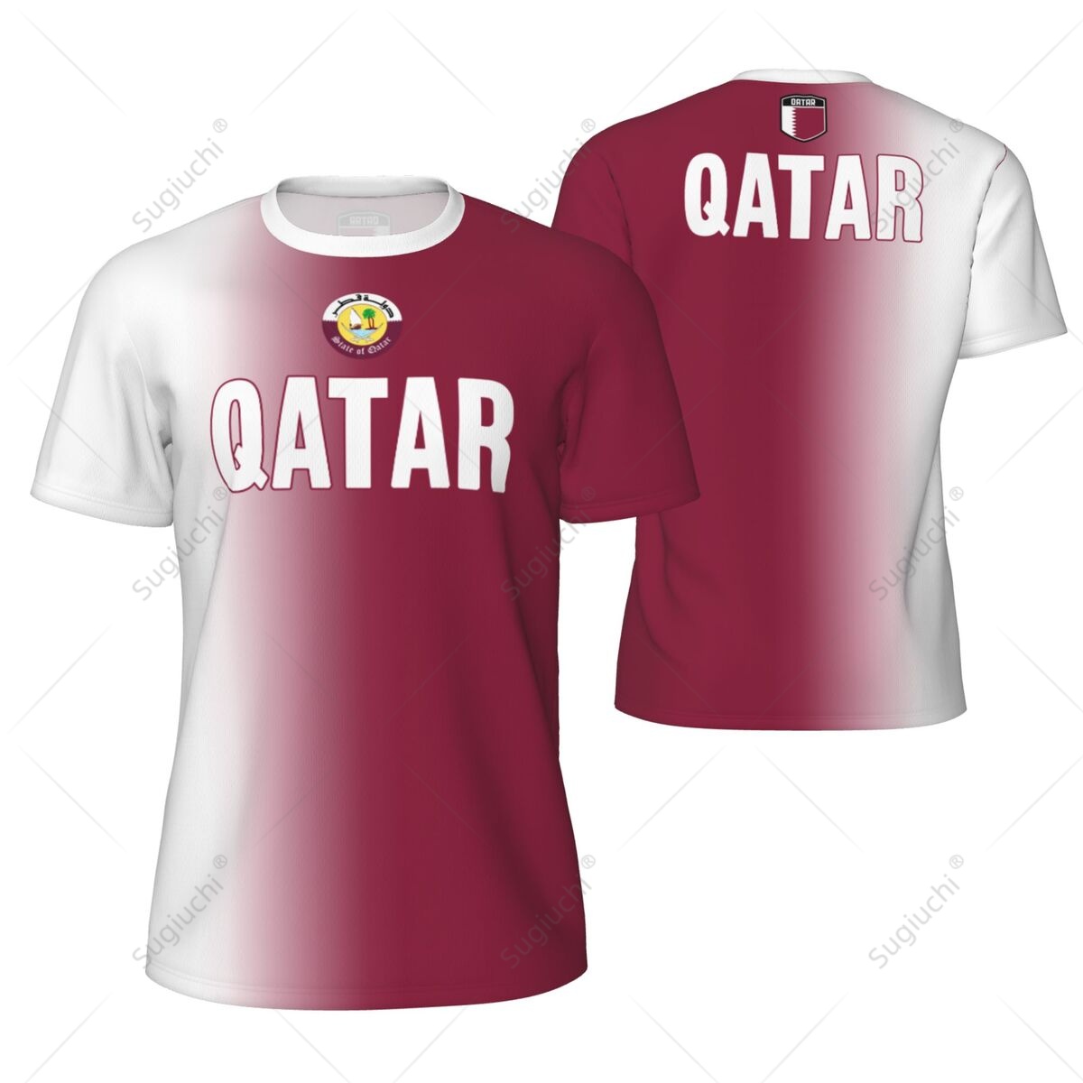 3D Printing Qatar - เสื้อยืดตาข่ายลายธงชาติกาตาร์ สำหรับวิ่ง ปั่นจักรยาน ฟุตบอล เทนนิส ฟิตเนส