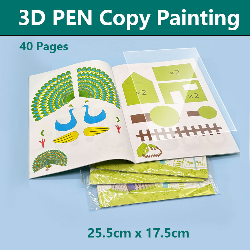 3D Printing Templates Free - หนังสือวาดภาพด้วยปากกา 3 มิติ พร้อมเทมเพลตกราฟิกและบทช่วยสอนการวาดภาพ แผ่นพีวีซีใสพิมพ์ได้สองด้านสำหรับงานศิลปะสร้างสรรค์