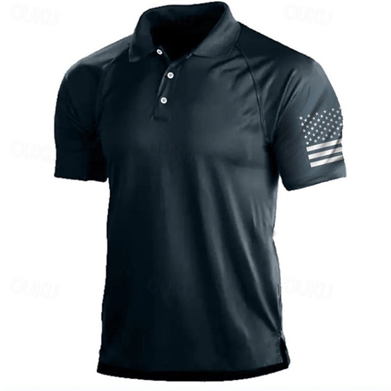 3D Printing Usa - 3D พิมพ์ USA Flag รูปแบบเสื้อโปโลผู้ชาย Vintage
