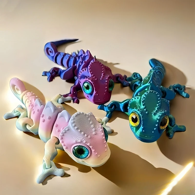 3D Printing Lizard - ฟิกเกอร์กิ้งก่าพิมพ์ 3 มิติแบบใหม่ ข้อต่อหลายจุด ขยับได้ ตาเหมือนจริง