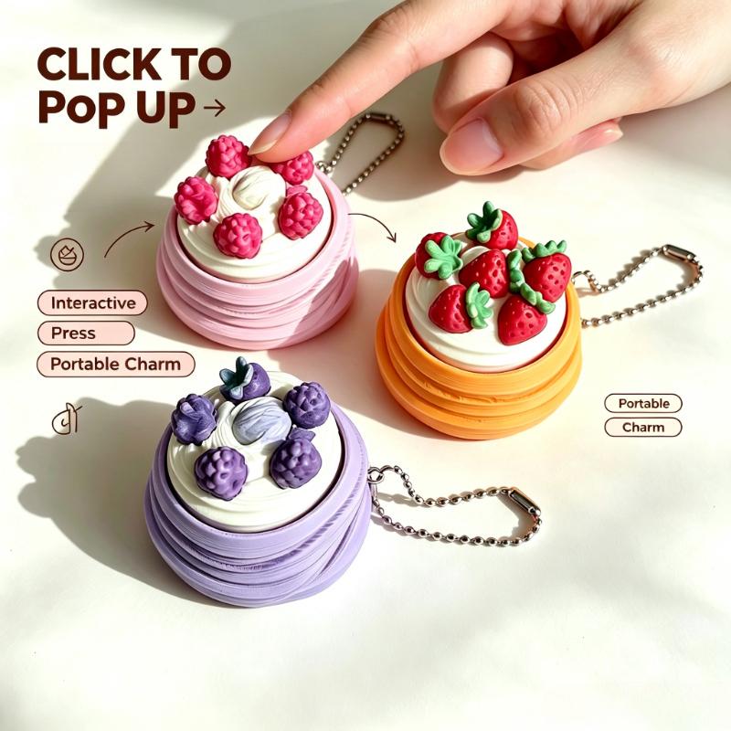 3D Printing Ptc - พวงกุญแจฟิดเจ็ตคลิกเกอร์แบบพกพา ของเล่นคลิกเสียงเพื่อบีบคลายเครียด น่ารัก ตกแต่งกระเป๋าเป้ ผลิตด้วยเทคโนโลยี 3D