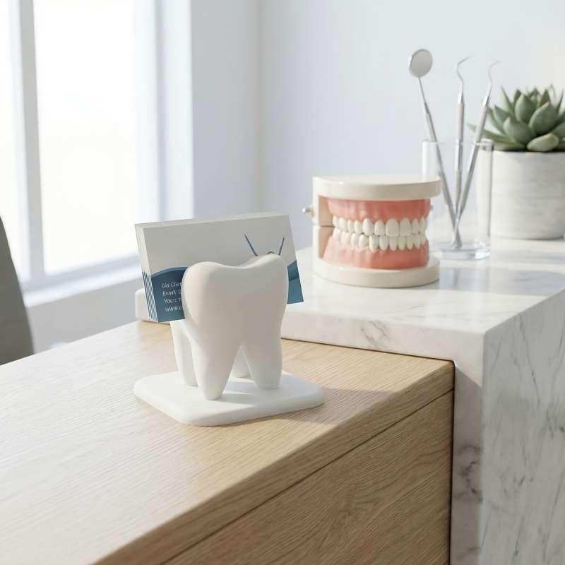 3D Printing Holder - ที่ใส่นามบัตรรูปฟันพิมพ์ 3 มิติ สำหรับคลินิกทันตกรรม ตกแต่งโต๊ะต้อนรับและโต๊ะทำงาน