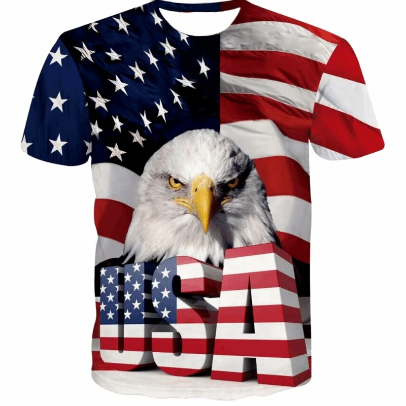 New USA Flag เสื้อยืดผู้ชายผู้ - 3D Printing Usa บทวิจารณ์และราคา