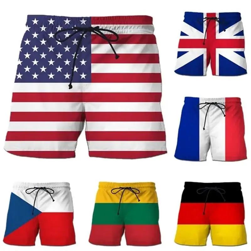 กางเกงขาสั้นชายหาดพิมพ์ลายธงชา - 3D Printing Usa บทวิจารณ์และราคา