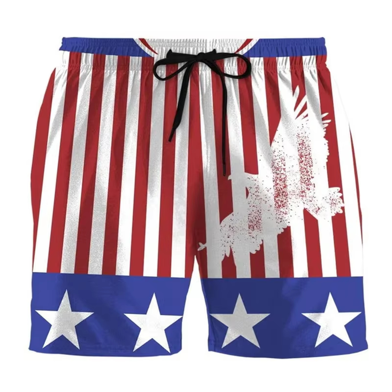 กางเกงขาสั้นชายหาดลายธงชาติอเม - 3D Printing Usa บทวิจารณ์และราคา