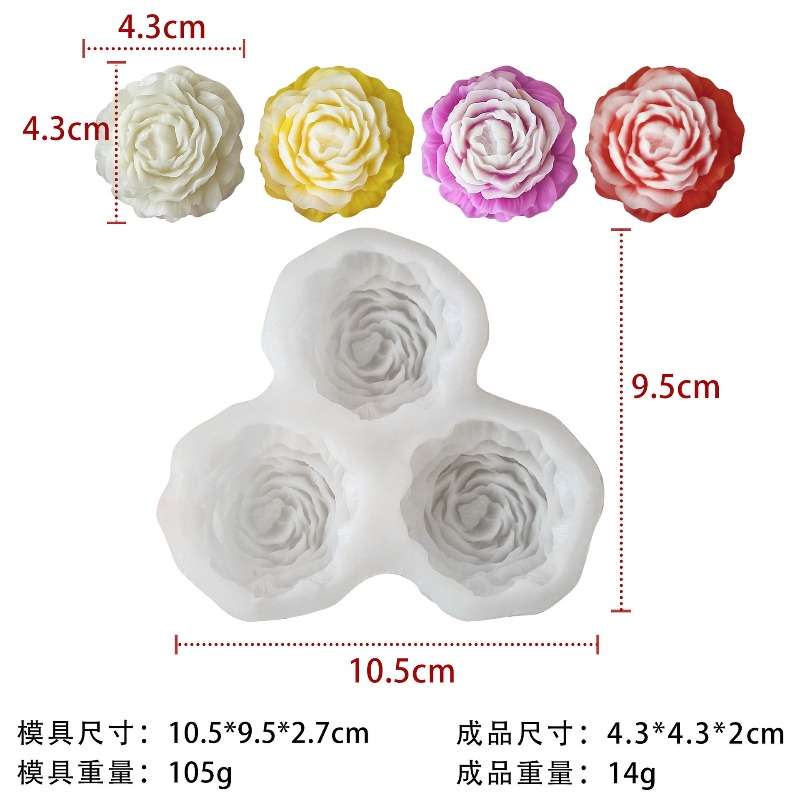 3 ชิ้น/เซ็ต Peony ดอกไม้เทียนแ - 3D Printing Concrete บทวิจารณ์และราคา
